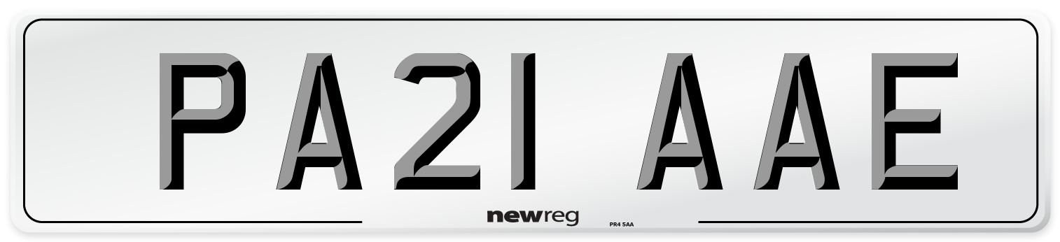PA21 AAE Number Plate from New Reg
